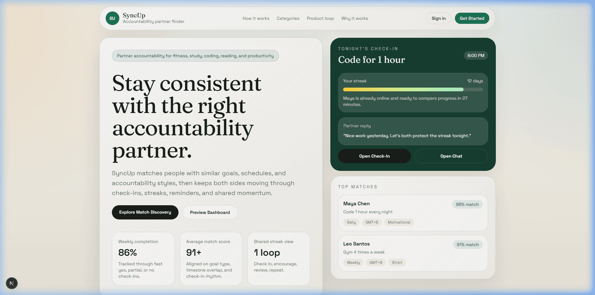 SyncUp partnership dashboard