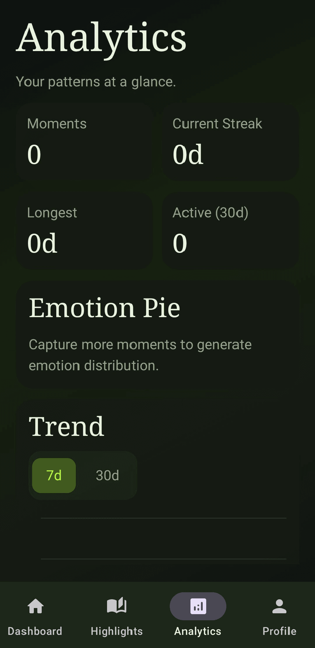 Exist app analytics screen