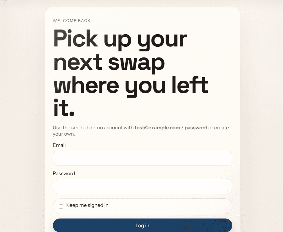 Skill Swap Platform login page